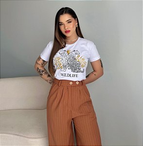 T-SHIRT ONÇA WILDLIFE - BRANCO