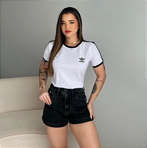 T-SHIRT ADIDAS LISTRAS COM PUNHO - BRANCO