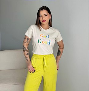T-SHIRT GOD IS GOOD (BORDADA)  - BEGE NATURAL