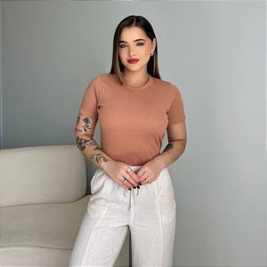 T-SHIRT CANELADA - MOCHA MOUSSE