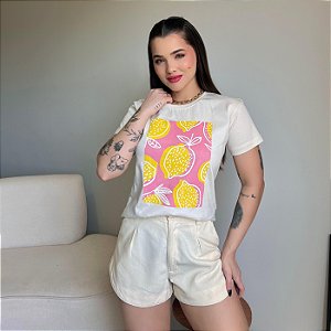 T-SHIRT LIMÕES - BEGE NATURAL