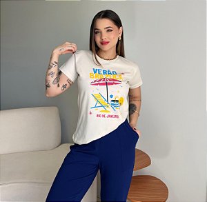 T-SHIRT VERÃO BRAZUCA - BEGE NATURAL