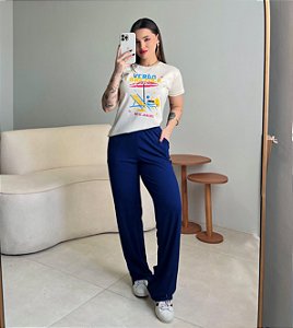 CALÇA PANTALONA VISCOLYCRA - AZUL MARINHO