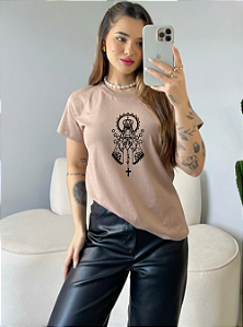 T-SHIRT NOSSA SENHORA C/FOIL - MOCACCINO