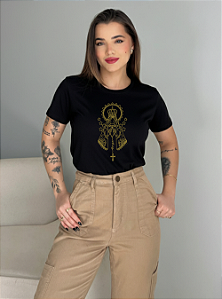 T-SHIRT NOSSA SENHORA C/FOIL - PRETO