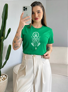 T-SHIRT NOSSA SENHORA C/FOIL - VERDE BANDEIRA