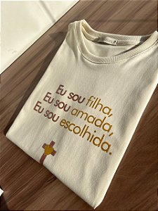 T-SHIRT EU SOU FILHA - BEGE NATURAL