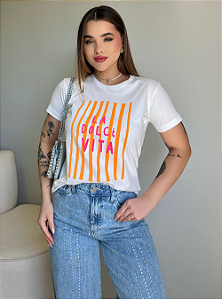 T-SHIRT LA DOCE VITA LISTRAS - OFF WHITE