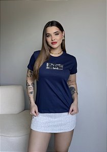T-SHIRT CHIC C/STRASS - AZUL MARINHO
