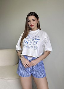 CROPPED OVERSIZED FUNDO DO MAR - OFF WHITE