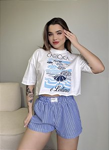 CROPPED OVERSIZED CARIOCA E LATINA - OFF WHITE