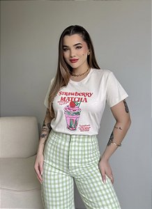 T-SHIRT STRAWBERRY MATCHA - BEGE NATURAL