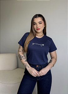 T-SHIRT BEM ME QUERO C/PEDRARIA - AZUL MARINHO