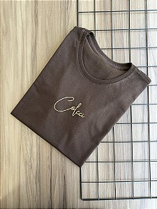 T-SHIRT COLCCI RELEVO (DOURADO) - MARROM EXPRESSO