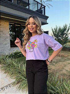 CROPPED OVERSIZED NATUREZA - LILAS