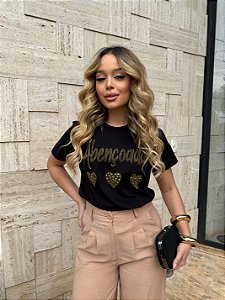 T-SHIRT ABENÇOADA STRASS - PRETO