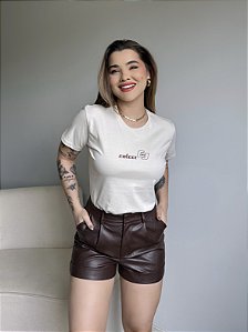 T-SHIRT COLCCI (MARROM) - BEGE NATURAL