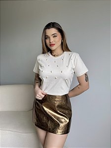 T-SHIRT PEROLAS - BEGE NATURAL