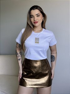 T-SHIRT COLCCI SPORT DOURADO - BRANCO
