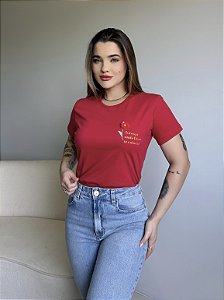 T-SHIRT FLORESÇA ONDE DEUS TE COLOCAR C/APLICAÇÃO - VERMELHO