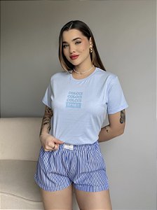 T-SHIRT COLCCI SPORT C/GLITTER - AZUL CÉU