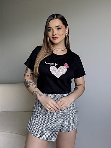 T-SHIRT SEMPRE FOI DEUS (BORDADA) - PRETO