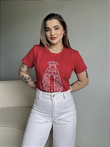 T-SHIRT NOSSA SENHORA APARECIDA C/STRASS - VERMELHO