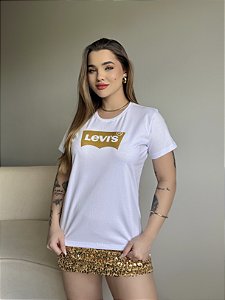 T-SHIRT LEVIS (DOURADO) - BRANCO