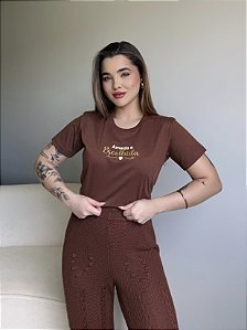 T-SHIRT AMADA E ESCOLHIDA - MARROM