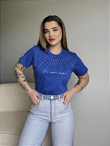 T-SHIRT ORE ESPERE CONFIE C/STRASS - AZUL BIC