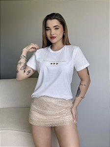 T-SHIRT APRENDA A EVOLUIR C/APLICAÇÃO - OFF WHITE