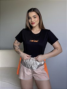 T-SHIRT COLCCI RELEVO (LARANJA) - PRETO