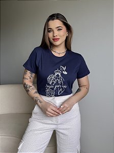 T-SHIRT NOSSA SENHORA ROGAI POR NOS - AZUL MARINHO