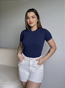 T-SHIRT CANELADA - AZUL MARINHO