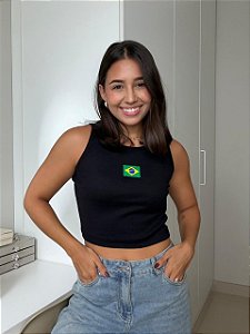 CROPPED RIBANA BRASIL - PRETO