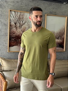 CAMISETA MASCULINA LISA - VERDE ORGÂNICO