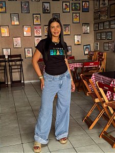 T-SHIRT DTF BRASIL ESTRELAS - PRETO