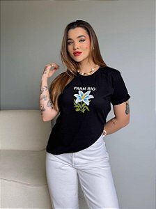 T-SHIRT DTF FARM RIO FLOR - PRETO