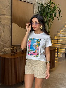 T-SHIRT DTF FUSCA ROSA - OFF WHITE