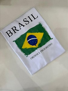 T-SHIRT DTF BRASIL ORDEM E PROGRESSO - BRANCO
