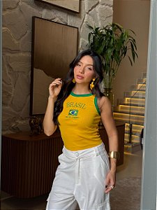 REGATA (BORDADA) BRASIL RIO DE JANEIRO BICOLOR - AMARELO