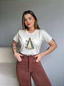 T-SHIRT DTF NOSSA SENHORA APARECIDA FLORES - OFF WHITE