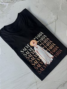 T-SHIRT DTF SALVE MARIA - PRETO