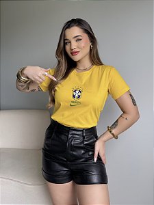 T-SHIRT DTF BRASIL ESCUDO VERDE - AMARELO