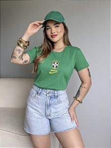 T-SHIRT DTF BRASIL ESCUDO AMARELO - VERDE BANDEIRA