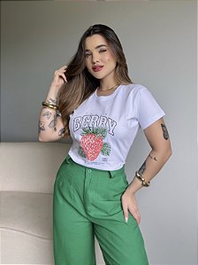 T-SHIRT DTF STRAWBERRY - BRANCO