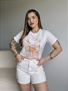 T-SHIRT DTF DEER PRINT BEAUTIFUL - OFF WHITE