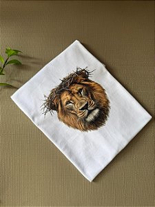 T-SHIRT DTF LEÃO COROA - BRANCO