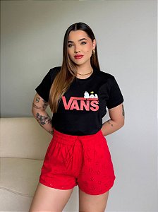 T-SHIRT DTF VANS SNOOPY - PRETO