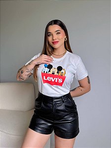 T-SHIRT DTF LEVIS TURMA DO MICKEY -  OFF WHITE